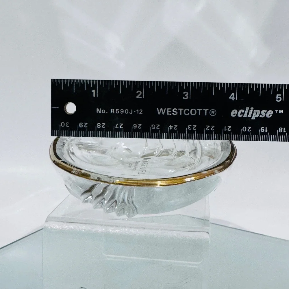Home Beautiful Frosted Orchid Splendor Oval Gold Trim Candy Nut‎ Dish Japan